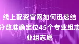 线上配资官网如何迅速结合分数准确定位45个专业组志愿