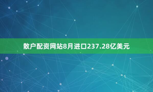 散户配资网站8月进口237.28亿美元